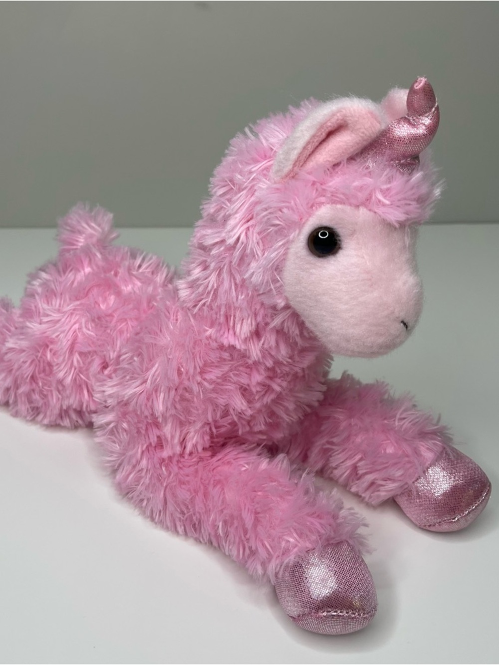 Aurora Pink Llama Unicorn Plush Toy Stuffed Animal 12"